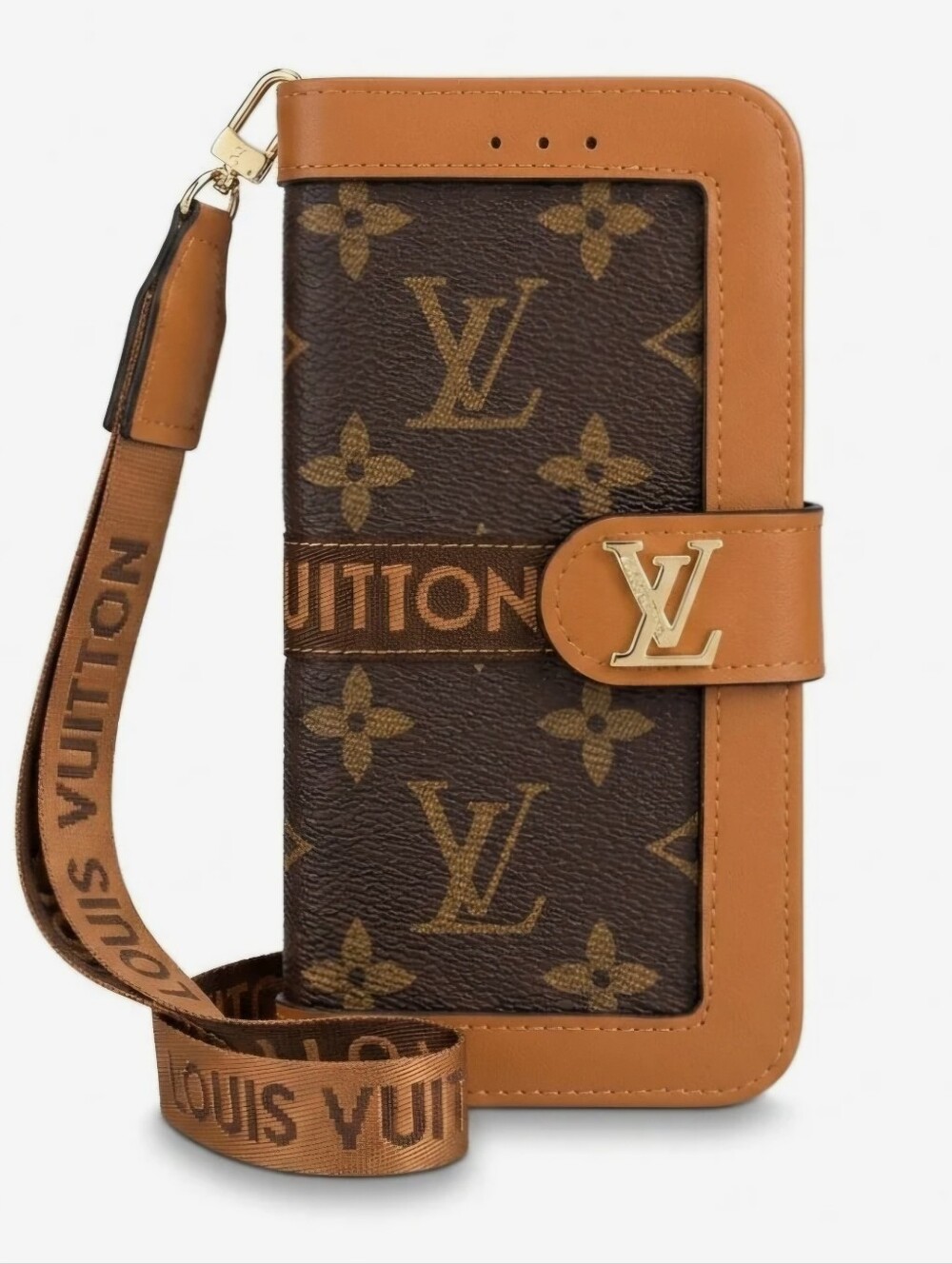 Louis Vuitton InspiredSamsung Monogram Brown & Tan Phone Case with Branded Strap